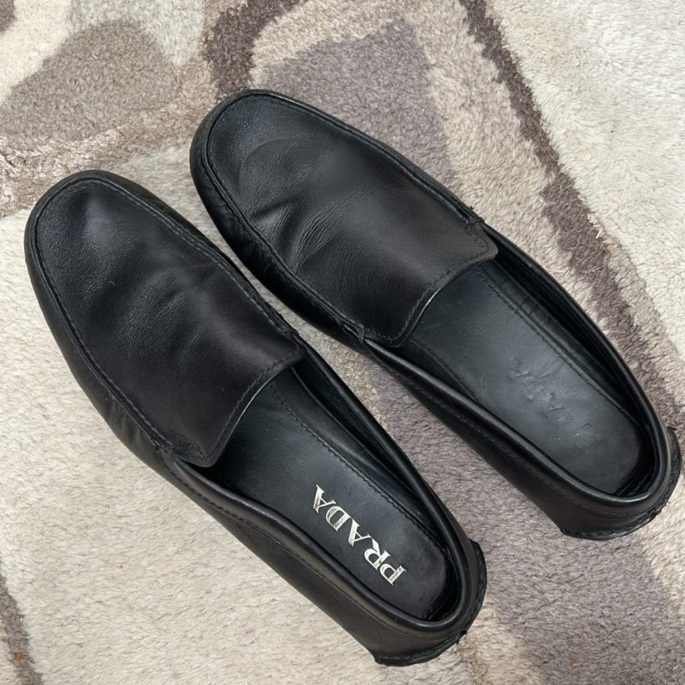 Prada Mens Black Leather Driving Loafers size 8 - Picture 5 of 6